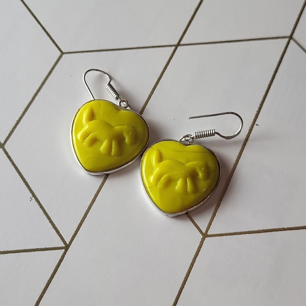 Vintage Yellow Horse Earrings